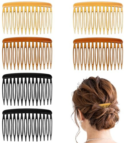 6 Stück Haarkämme 14 Zähne Kunststoff Haarkamm Transparent French Side Combs für Damen Retro Haarkämme zum Stecken Frisur Dekoration Kamm für Damen Mädchen Braut Hochzeitskleid Dickes Feines Haar