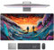 Vibrant Colors Space Scene Desk Mat Mouse Pad, Anime Cosmic Adventure Design Large Gaming Desk Mats, Cute Futuristic Spaceship Desk Pad Mousepad XXL Extended Keyboard and Mouse Mat, 31.5x15.7 in