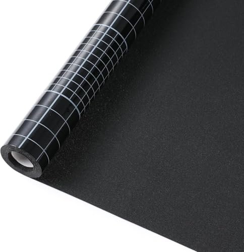 rabbitgoo Blackout Window Film, Black Out Window Film Privacy Day and Night with New Grid Design, Blackout Glass Cover Black-out Vinyl for Glass Doors, Light Blocking Dark Black 44.5x200 cm
