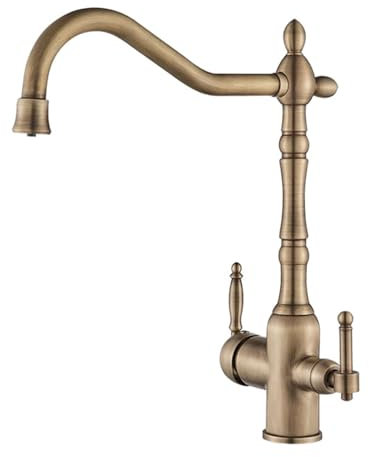XJTNLB Rubinetto Lavello Cucina 3 Vie per Osmosi Antico Rubinetteria Cucina con Beccuccio Girevole a 360 ° 3 in 1 Rubinetto Acqua Potabile
