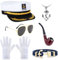 Mineup Yacht Kapitän Hut Kapitänsmütze Kostüm Set, 6 Stück Kapitän Matrosen Kostüm Set, Verstellbare Yacht Schiff Boot Marine Mütze, Kapitänsmütze Herren für Party Cosplay Halloween Weihnachten