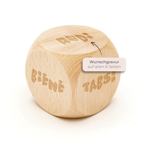 Diamandi Entscheidungswürfel aus Holz - 3cm - personalisiert mit individueller Textgravur auf 6 Seiten - Entscheidungen zukünftig spielerisch treffen - Junggesellenabschied, Haushalt, Datenight, Büro