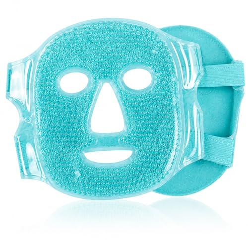 HAF Gesichtsmaske 2in1 Türkis | Kühlmaske Gesicht | Gegen geschwollene und müde Augen | Eismaske gegen trockende Haut, Kopfschmerzen, Sonnenbrand und Migräne | Sowohl Heiß als auch Kalt anwendbar