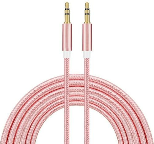 Aux Cable 3.5mm Male to Jack Audio Lead, Nylon Braided Aux Cord for Car, Headphone, MP3 Player, Smartphone, Home Stereos, Laptop and More (Pink)