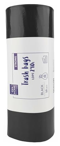 IDEA HOME Sacs Poubelle 240L x 10 Sacs - Résistant Sacs Poubelles pour le Recyclage, Noir