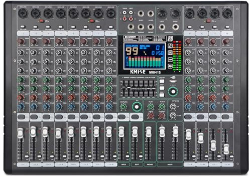 Mezclador de audio digital de 12 canales de audio digital Pro-Series, interfaz del sistema de consola con capacidades de placa mezcladora de DJ, ecualizador de 7 bandas, pantalla LED de 48 V y