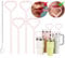 NiHome 4-PCS Reusable High Borosilicate Glass Anti-Wrinkle Straws for 40oz and 30oz Tumblers, Wrinkle Free Straws, No Wrinkle Straws for Stanley Cups with Brush, BPA-Free, Dishwasher Safe (Pink)