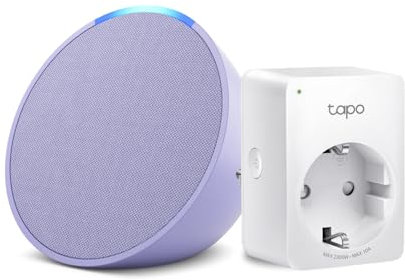 Echo Pop | Lavanda + TP-Link Tapo Presa intelligente, compatibile con Alexa - Kit di base per Casa Intelligente
