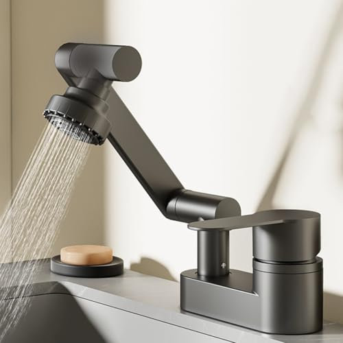 Dreiloch-Mischventil für Waschbecken, geeignet für Badezimmer Badewanne Wasserhahn oder Waschtischarmatur, mit 1080° drehbarem Design