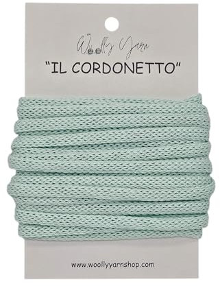 Woolly Yarn, il cordonetto, Filo per tricotin, 6mm per 5-10 metri, fiocchi nascita, decorazione e hobby creativi (Verde pastello, 5 METRI)