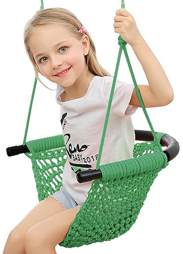 Handgestrickte Kleinkinderschaukel, Schaukelsitz für Kinder mit verstellbaren Seilen, Little Tikes Schaukelset, für draußen, drinnen, Spielplatz, Hinterhof (grüner)