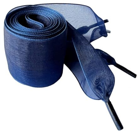 BupiMufi Cordones de 4 cm de ancho, de organza, tul, gasa, cintas de raso para mujer, 120-140 cm, azul oscuro, 140