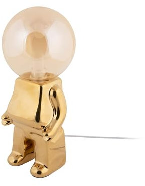 Leitmotiv Tischlampe Ross Led - Gold - 12x12x27cm - Rund - Keramik - Tischleuchte Wohnzimmer & Schlafzimmer - Tischlampen modern