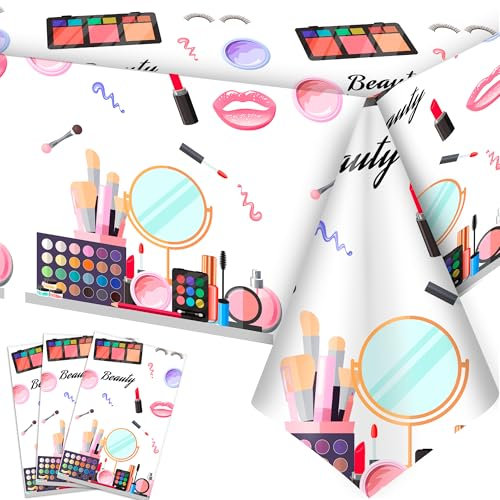 Make Up Party Tischdecken 54'' x 108'', 3Pcs Spa Tischdecke Make Up Tischabdeckung für Spa Party Dekorationen