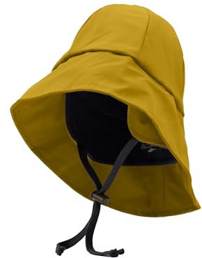 Mikk-line Wasserdichter Regenhut für Kinder | Regenmütze Kinder mit UV-Schutz & Kinnriemen | Winddichte und Wasserdichter Hut für Jungen und Mädchen | Gelb Outdoor-Hut für Herbst & Winter
