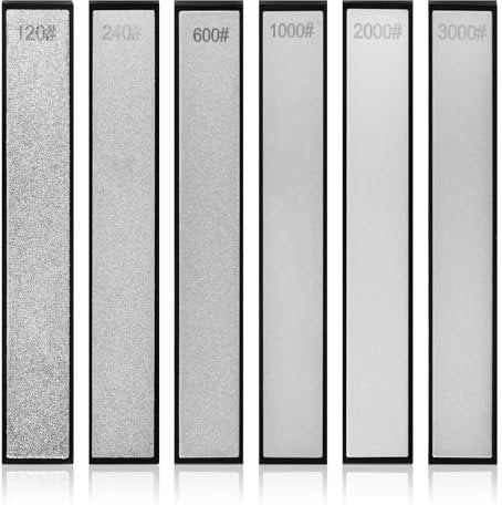 Set of 6 Diamond Sharpening Stone Knife Sharpener Stone with Base Fixed Whetstone Set, 120/240/600/1000/2000/3000 Professional Chef's Knife, Whetstone, Knife Sharpener Accessories for Kitchen