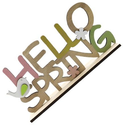 PRETYZOOM Frühling Holzschild Mit Blumenmuster Dekoratives Holzornament Für Büro Und Bauernhaus Frühlingsdeko