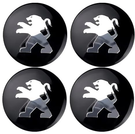 4 x 56mm/60mm/65mm Cache moyeu pour Peugeot 108 AB Bj 2014-,Autocollant 3D Silicone Cache-Moyeu avec Voiture Logo Cache Moyeux Autocollant Protection Jante Roue Badge,56mm