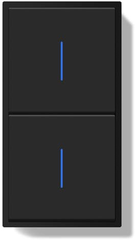 BSEED Interruptor Empotrado, Doble Interruptor Pulsador con Terminal Enchufable, Light Switch 1 Gang 2 Vías + 1 Gang 2 Vías con Indicador Luminoso LED y Marco de PC, Negro, 150X80mm