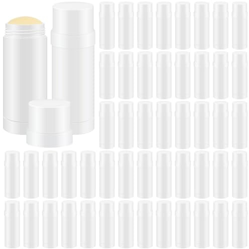 Teenyyou Leere Deo-Behälter, 60 ml, zum Aufdrehen, Kunststoff, nachfüllbar, für hausgemachte Lippenstift, Sonnencreme, Balsam, Lotion, Bar, Weiß, 50 Stück