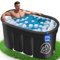 Newfulam Ovales Eisbad XXL mit Abdeckung Komplettset - Faltbare Badewanne Erwachsene Eisbaden Tonne Outdoor, Eistonne, Badewanne Outdoor, Kältetherapie für Sportler (Oval-546L, Schwarz)