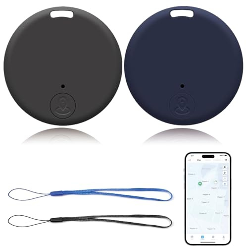 2PCS Traceur GPS Bluetooth 5.2 Compatible iOS Android Via App, Localisateurs D'Objets Intelligent Alarme Sonore pour Clés, Portefeuille, Sac, Animaux, Valise Objets, Portée 15m, Batterie Remplaçable