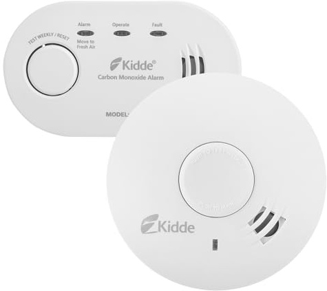 Kidde Smoke Alarm and CO Detector Bundle for Home | 10Y29 10 Year Battery Smoke Alarm and K5CO Battery Carbon Monoxide Detector with AA Batteries | 10 Year Life Smoke Detector & CO Alarm