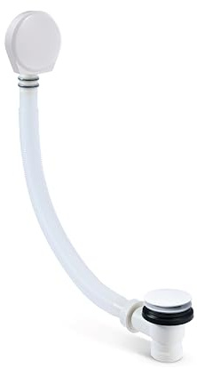 Two-12 - Sistema di riempimento troppopieno per vasca da bagno, con troppopieno integrato, facile da installare, colore: bianco lucido