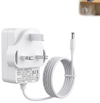 12V Power Adapter for Fibre Optic Modem Router, Replacement Power Supply with 1.5M Cable, Compatible with BT Openreach ONT and EchoLife HG612, AC Adapter for Router,Desk Lamp,Atomizer,Android Display