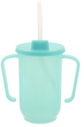Lurrose Bicchieri per adulti con beccuccio, da 350 ml, con manici lunghi in, antigoccia | Tazza in per disfagia con misurazione, ideale per ha difficoltà di deglutizione.