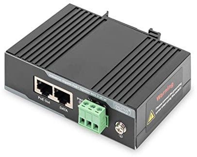 DIGITUS PoE+ Injektor - IEEE802.3at - Gigabit Ethernet - DIN Hut-Schiene - DC Klemmleiste - PoE Modus A & Modus B