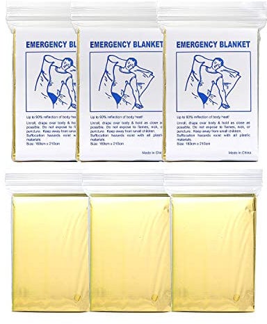 Vordas Rettungsdecke Rettungsdecken, 6 Stück Rettungsfolie für Erste Hilfe Auto Rettungsdecke Wandern Folie, Ideal für Überlebens-, Erste-Hilfe- und Auto-Notfallsets, 210x 160 cm