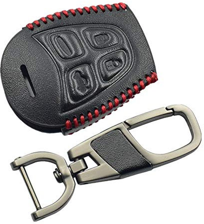 Happyit Leder Autoschlüssel Cover Fällen Schlüsselbund für SAAB 9-3 9-5 93 95 4 Tasten Auto-Fernbedienung Zubehör