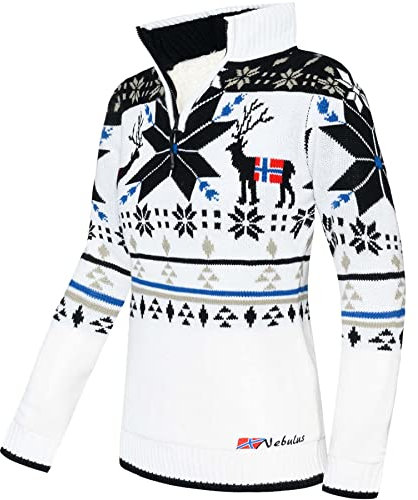 Nebulus Strickpullover mit Fell Fria Damen, wei�-schwarz - M(38)