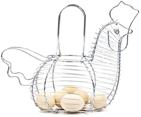 Venus Valink - Huevera con Forma de gallina de Pollo, Cesta de Almacenamiento de Alambre de Metal para Huevos, Estante para exhibición de Huevos, Cesta de Frutas, Organizador de Aperitivos p