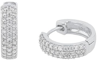 s.Oliver Creolen 925 Sterling Silber Damen Ohrschmuck, mit Zirkonia synth., 1,5 cm, Silber, Kommt in Schmuck Geschenk Box, 2027615