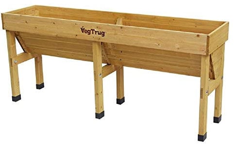 VegTrug® Hochbeet Wall Hugger - platzsparender Pflanzkasten für Balkon & Terrasse 310 L Volumen inkl. Pflanzvlies - Frühbeet ergonomische V-Form für Gemüse Kräuter Blumen - Natur 183x46x80 cm