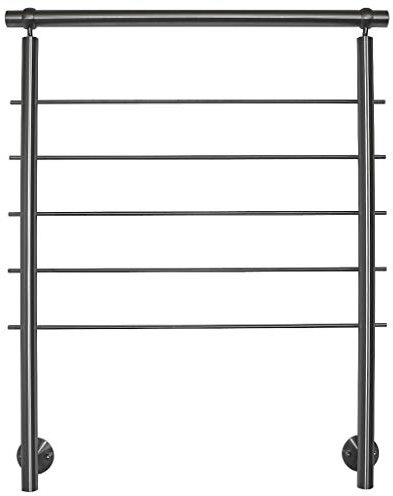 TIBU Barandilla de acero inoxidable para montaje lateral 0,8 m – 5,95 m para escaleras, balcón, terraza con puntales horizontales, variante: longitud 120 cm con 2 postes y 5 puntales, distancia