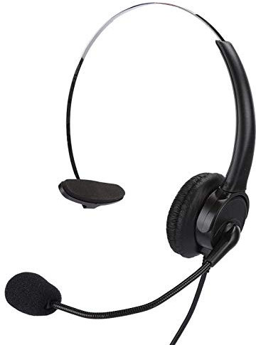 Denash Headset with Mic, Telephone Monaural Headset Landline Phone Headphone with Microphone for Home Office Use Plug and Play