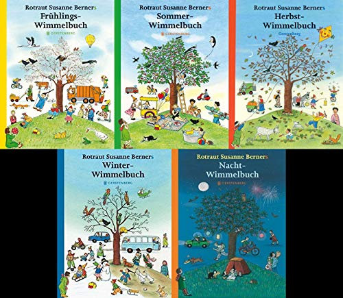 5 Wimmelbücher - Midi-Ausgabe (Frühling/Sommer/Herbst/Winter/Nacht) + 1 exklusives Postkartenset