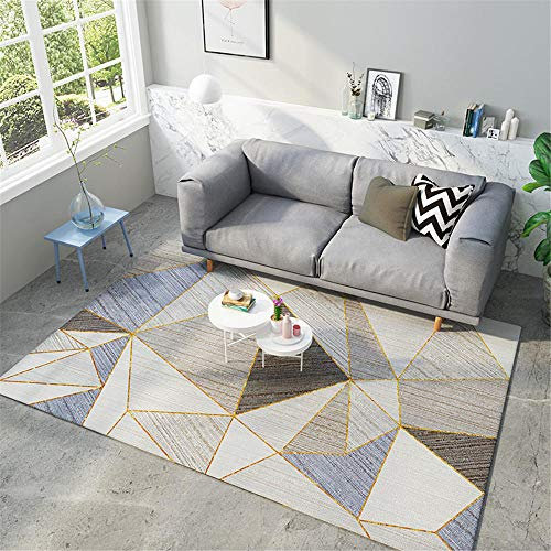 Teppich fußbodenheizung Teppich Lila braunes weißes geometrisches Muster mit goldgelben Graffiti-Linien Teppich Flur Balkon Teppich 100 * 200cm