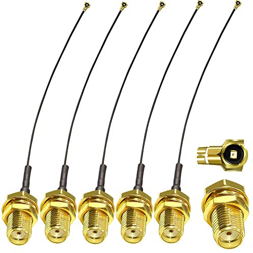 TUOLNK Cable de Extensión SMA Hembra a U.fl/IPX - 5 Piezas de 6 Pulgadas - Antena WiFi Coaxial Con Conector Jack Bulkhead a MHF4 RF Pigtail - 0.81mm
