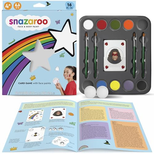 Snazaroo Juego de cartas - Pack de 16 piezas con pinturas faciales y accesorios
