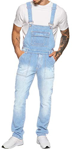 989Zé ENZO Salopette en jean pour homme Bleu Taille 30-50