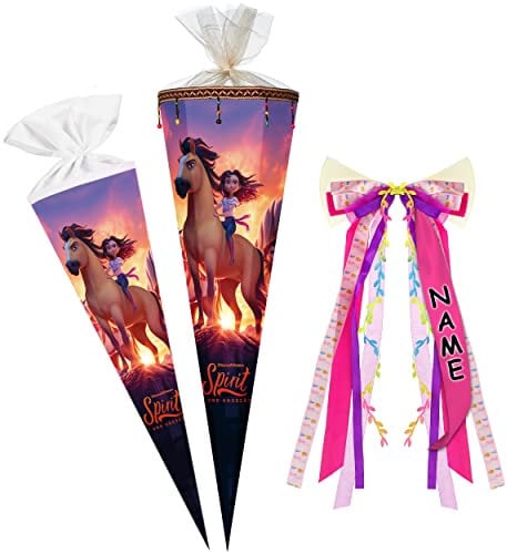 alles-meine.de GmbH mit Perlen Borte ! Schultüte - Pferd - Spirit 70-85 cm Größe wählbar inkl. Name + Verschluß-Schleife - Zuckertüte - Tüllabschluß/Filzabschluß - ec..