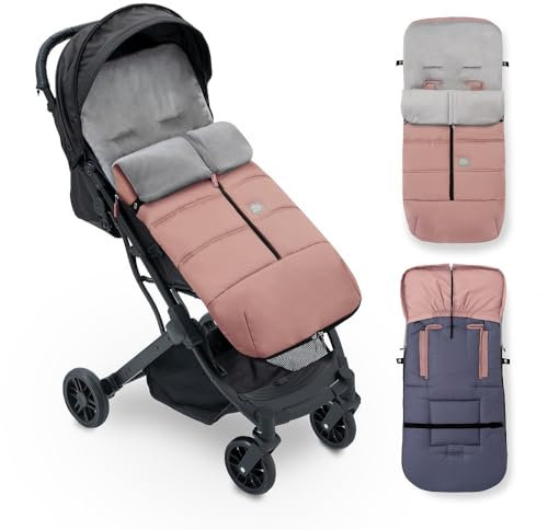 Chanceliere Bebe Poussette Interbaby | Couverture Poussette Bebe Hiver, Doux, | Sac de Couchage Poussette Bebe Détachable, Double Ouverture, Lavage Facile, Matériaux Antiallergiques, Rose