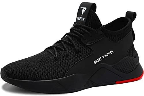 HILAX Sicherheitsschuhe Herren Leicht Arbeitsschuhe Damen rutschfest Atmungsaktiv mit Stahlkappe Sneaker Schutzschuhe Schwarz 44 EU