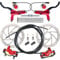 CooMeng Zoom H876E 2-PIN 4-Pistons E-Bike Electric Power-Off Hydraulic Brake Set with 180mm Rotors, Pre-Bled Hydraulic Disc Brake Caliper Lever for eBike (Included Mounting Adapter) - Red