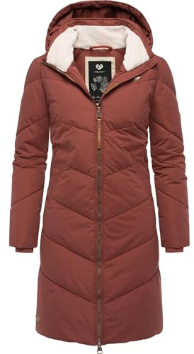 Ragwear Damen Wintermantel warmer wasserdichter Steppmantel lang mit abnehmbarer Kapuze Rebelka XS-6XL