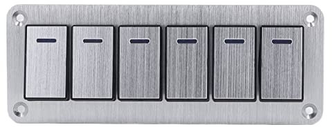 Rocker Switch Panel, vorverdrahtetes leuchtendes wasserdichtes Schaltpanel 5 Pin On Off Tight Aluminiumlegierung und PC 12V-24V SPST mit DIY-Aufkleber RV UTV